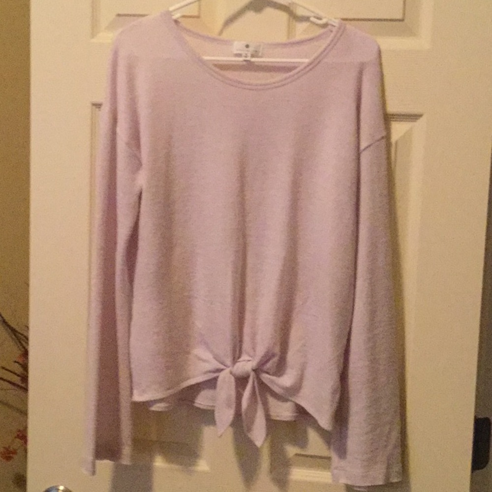 Lilac tie front sweater